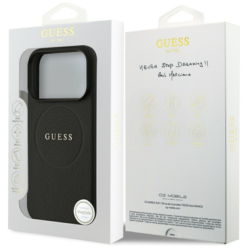 Etui Guess Grained Ring MagSafe do iPhone 17 Pro czarny
